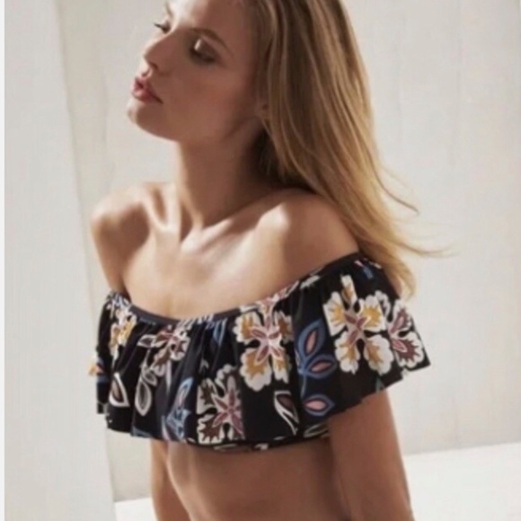 NWT TORY BURCH Hopewell Off-the-Shoulder Ruffle Swim Top + Hipster Bottom-SM - Picture 8 of 14